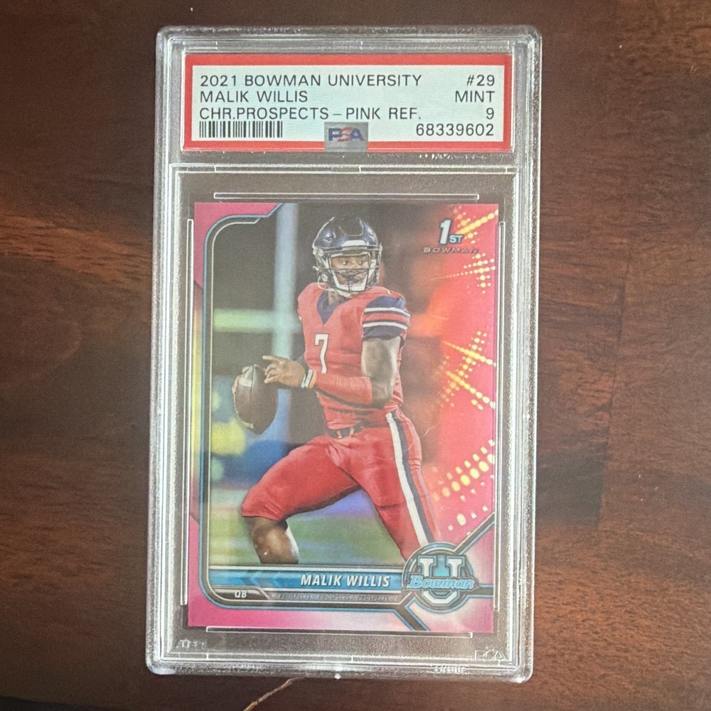 2021 Bowman University Malik Willis #29 Pink Refractor RC PSA 9 Mint Football